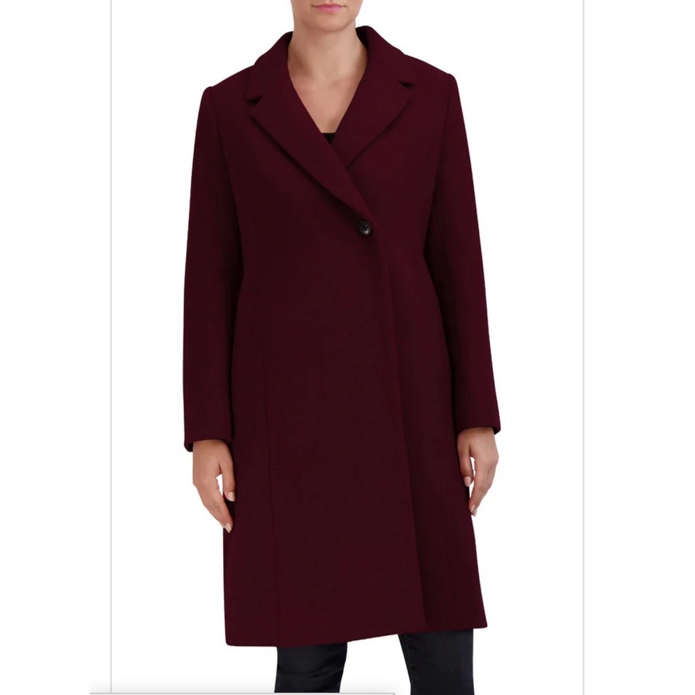 Cole Haan Signature Asymmetric Wool Blend Walker Coat Overcoat Mauve Purple 2